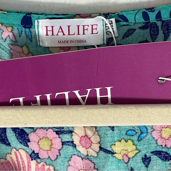 Halife Bohemian Women’s Midi Dress Relaxed Fit Plus Size Scoop Neck Floral - Picture 4 of 5